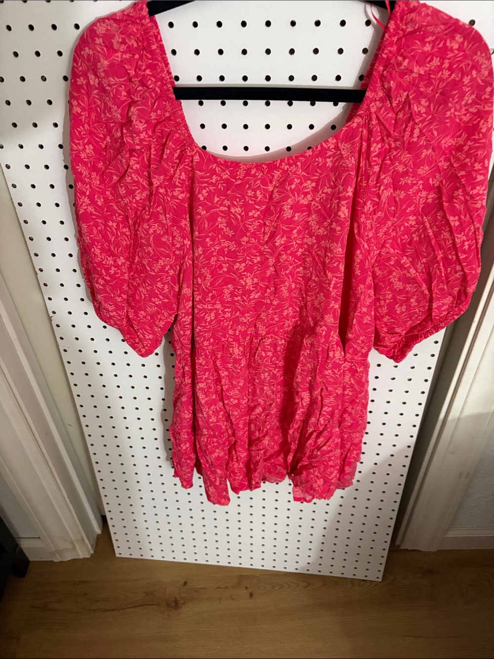 Terra & Sky Bright Pink Puff-Sleeve Scoop Neck Tunic